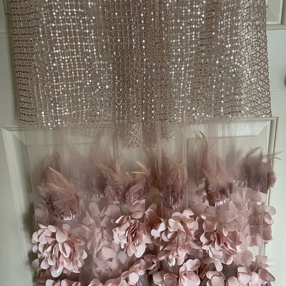 L'ATISTE Cream and Pink Embellished Skirt